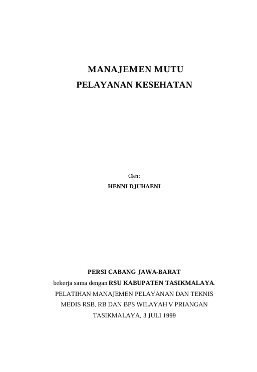Cover MANAJEMEN MUTU   PELAYANAN KESEHATAN